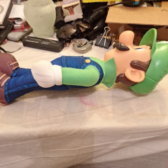 Super Mario Bros. Movie Luigi Plush Stuffed Doll Vinyl Face Jakks 15” 2023 - Picture 2 of 7
